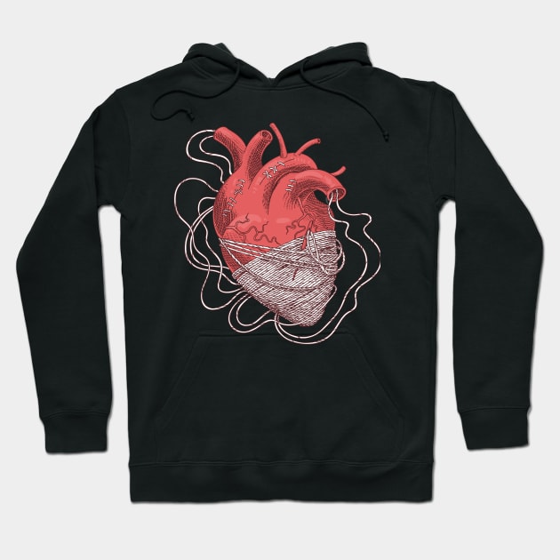 heart red tangled threads Hoodie by Mako Design 